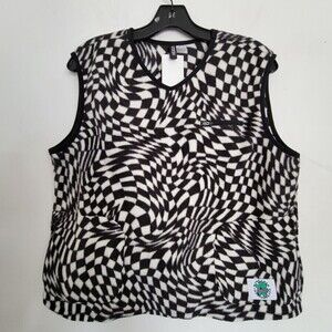 NEW H&M Divided Soft Geometric Checkered Black and White Print Pullover Vest Sm